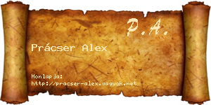 Prácser Alex névjegykártya